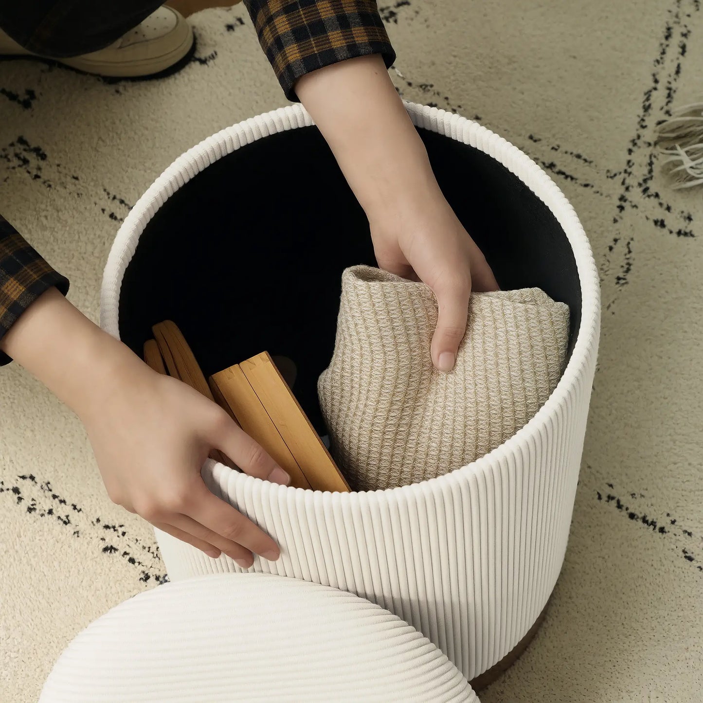 CordHalo Storage Ottoman - Cremeweiß