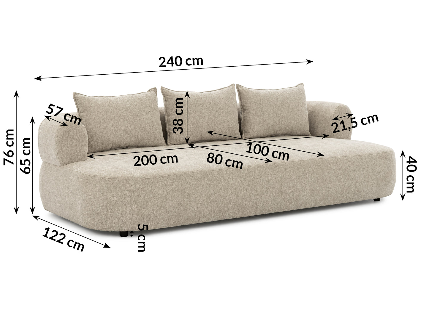 Ferro 4er Sofa - Komfort, der Charakter zeigt - Beige