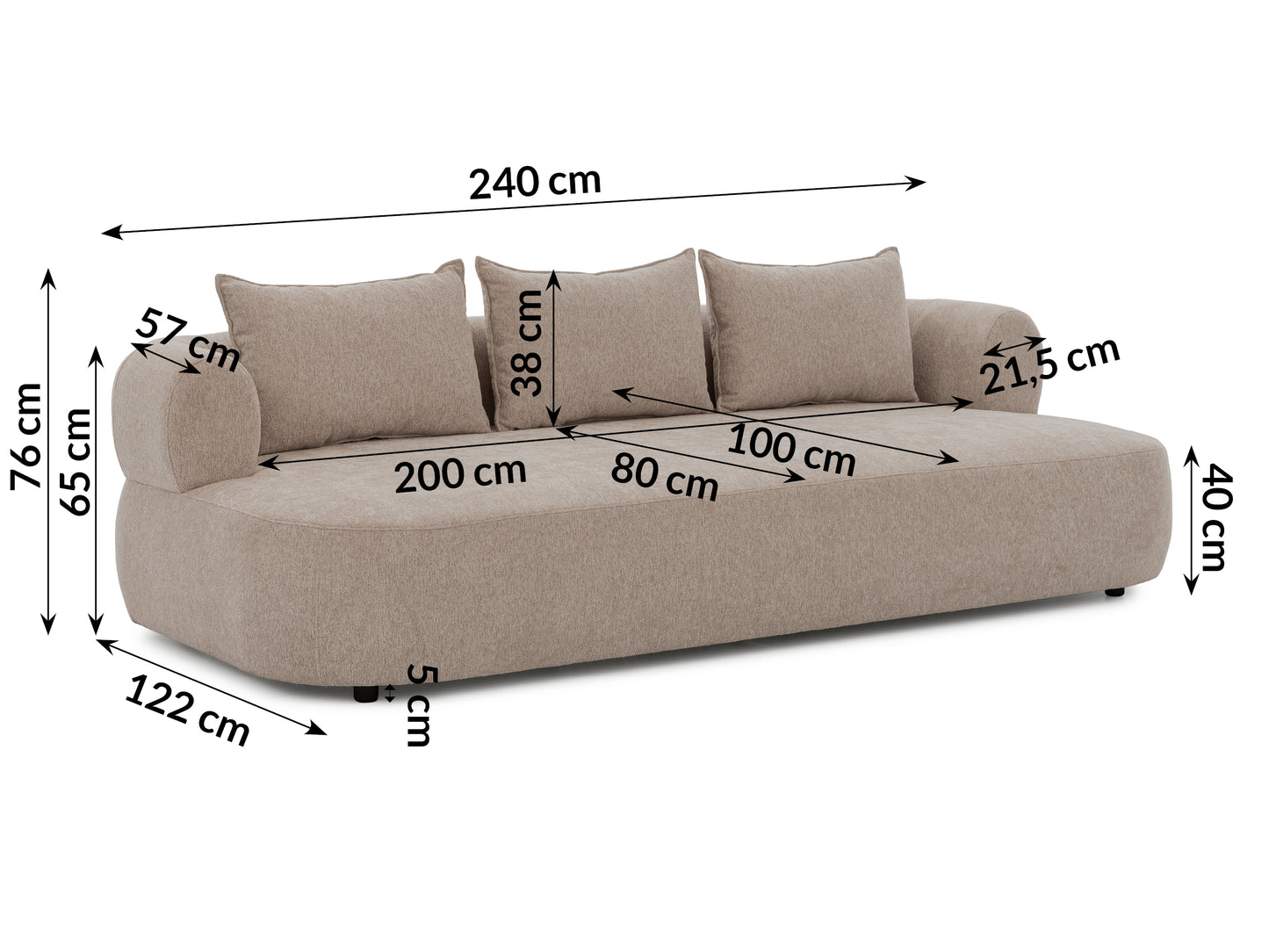 Ferro 4er Sofa - Komfort, der Charakter zeigt - Sand