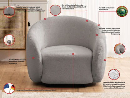 Bloom Bouclé Sessel - Grau