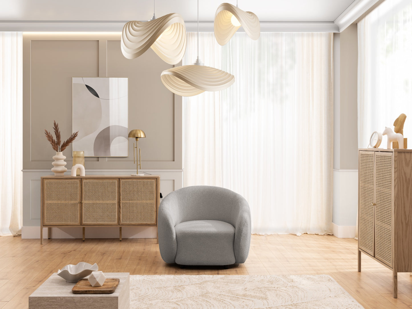 Bloom Bouclé Sessel - Grau