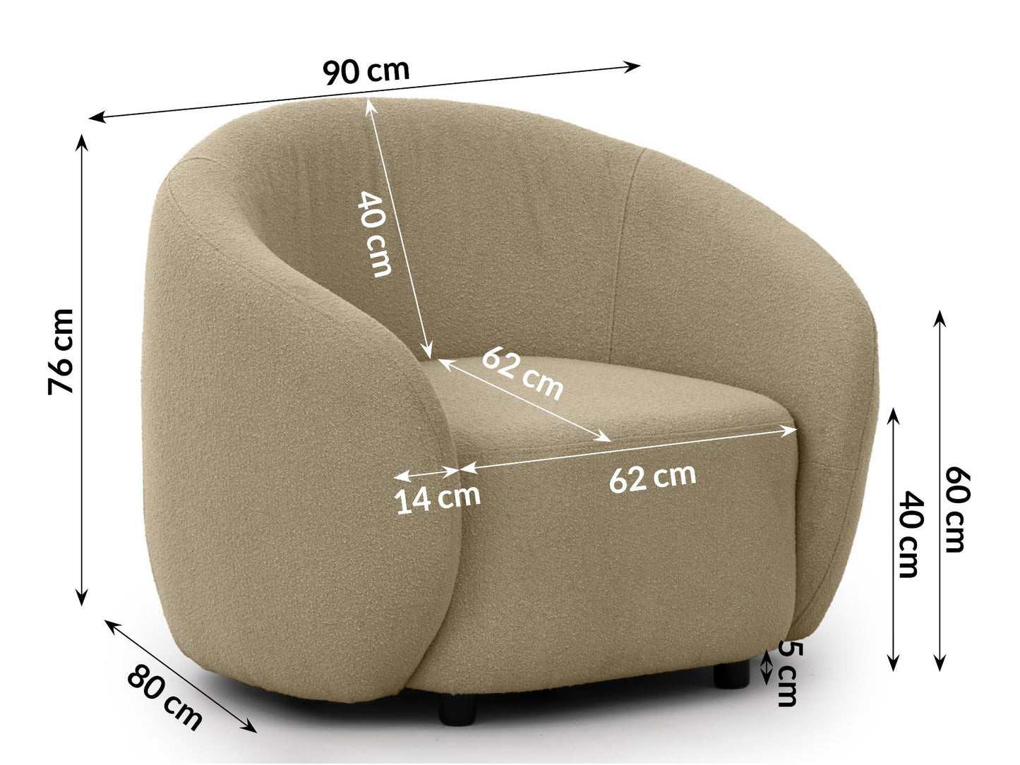 Bloom Bouclé Sessel - Braun