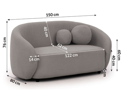 Bloom 2er Sofa - Modernes Bouclé-Sofa - Grau