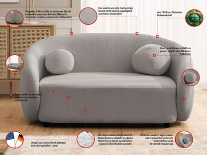 Bloom 2er Sofa - Modernes Bouclé-Sofa - Grau