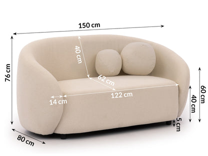 Bloom 2er Sofa - Modernes Bouclé-Sofa - Creme