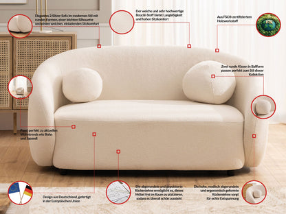 Bloom 2er Sofa - Modernes Bouclé-Sofa - Creme