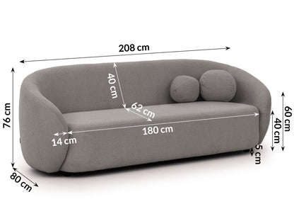Bloom 3er Sofa - Modernes Bouclé-Sofa - Grau