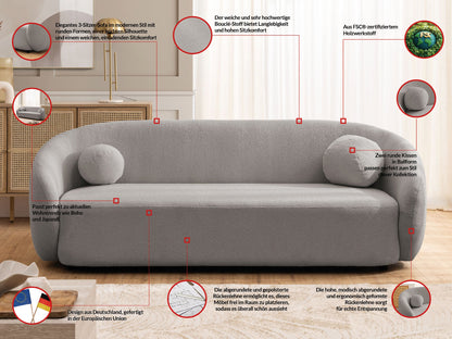 Bloom 3er Sofa - Modernes Bouclé-Sofa - Grau