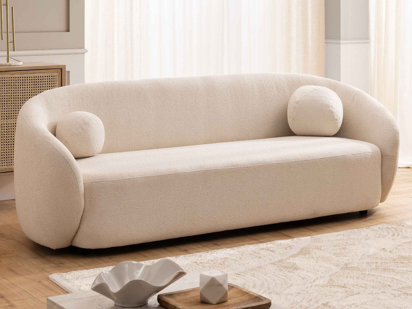 Bloom 3er Sofa - Modernes Bouclé-Sofa - Cream
