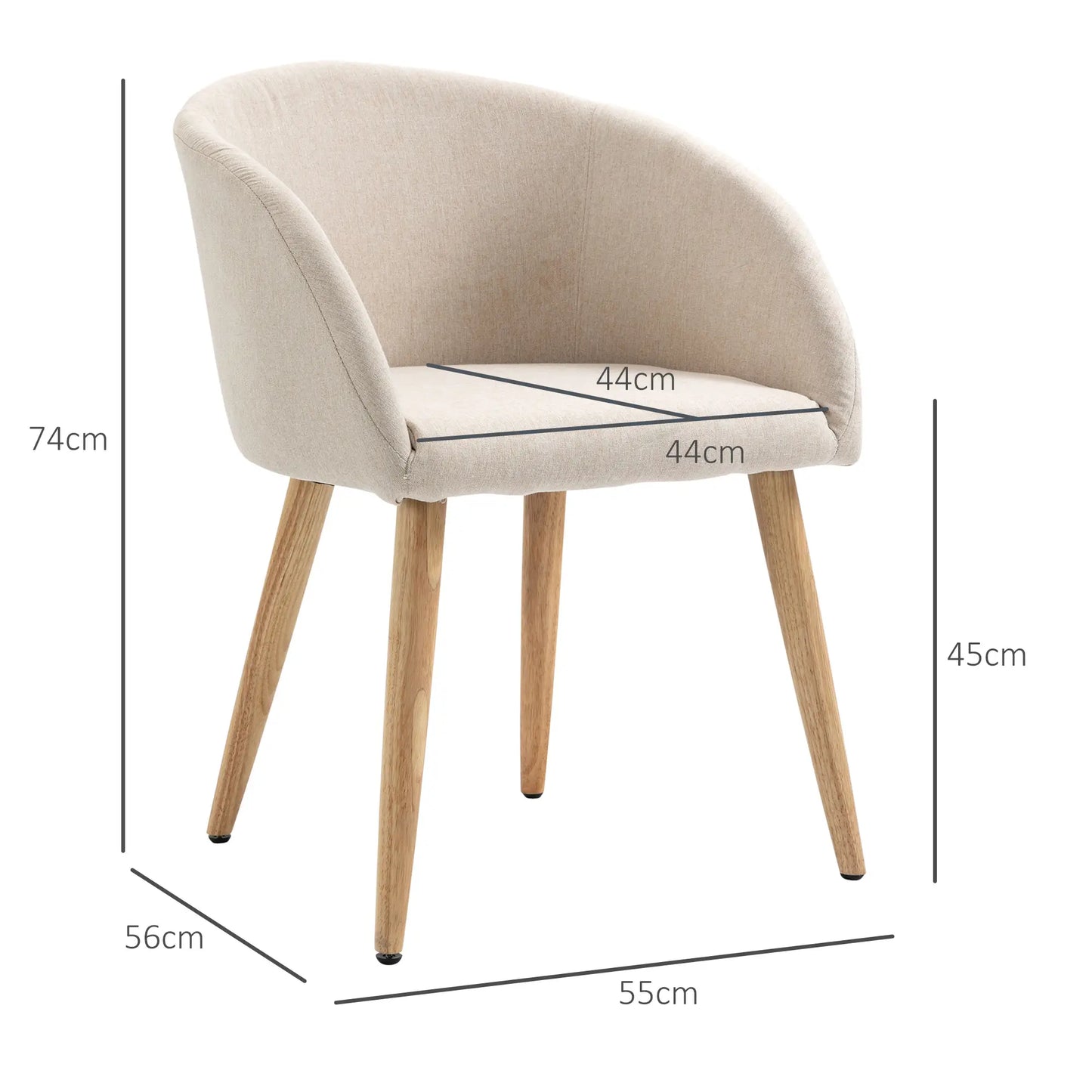 LinoCurve Duo – 2er-Set Esszimmerstühle im modernen Wannen-Design - Beige