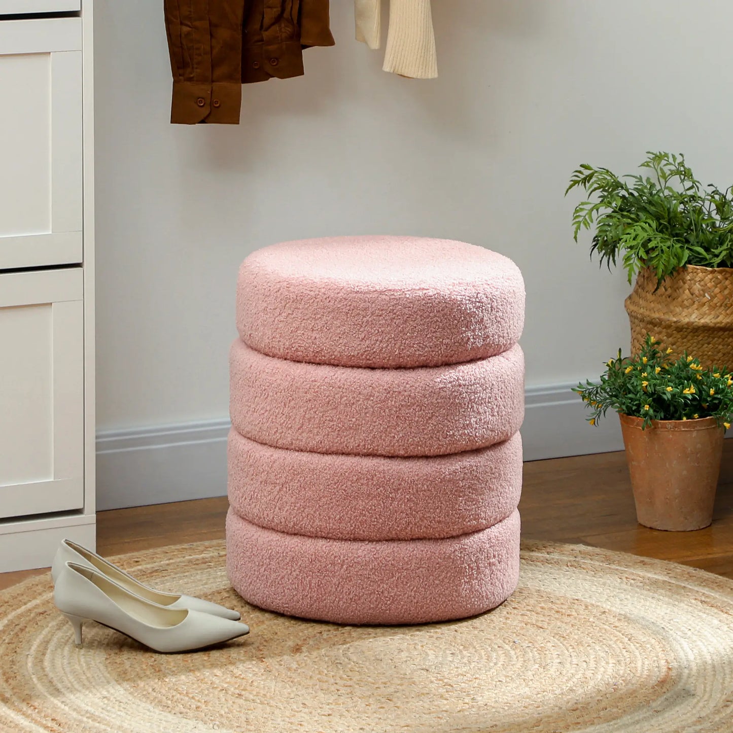 TeddySoft Round Ottoman - Rosa