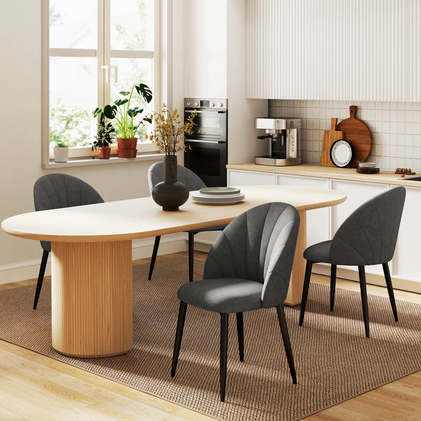 ModaSet 4 – Modernes 4er-Set Küchen- & Esszimmerstühle - Grau