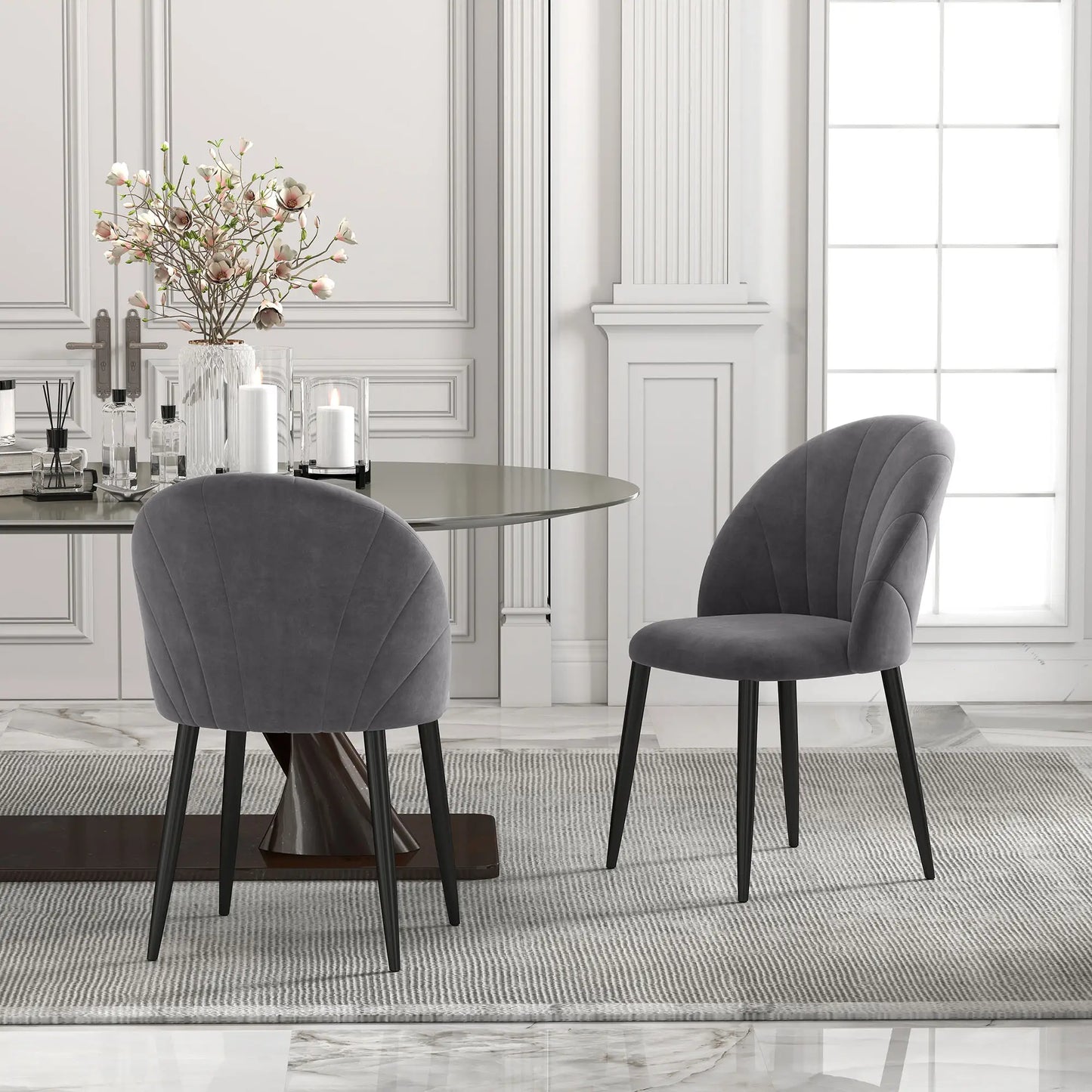 ShellaScandi Duo – 2er-Set Esszimmerstühle im muschelförmigen Skandi-Design - Grau