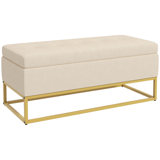 GlamTuft Storage Bench - Beige