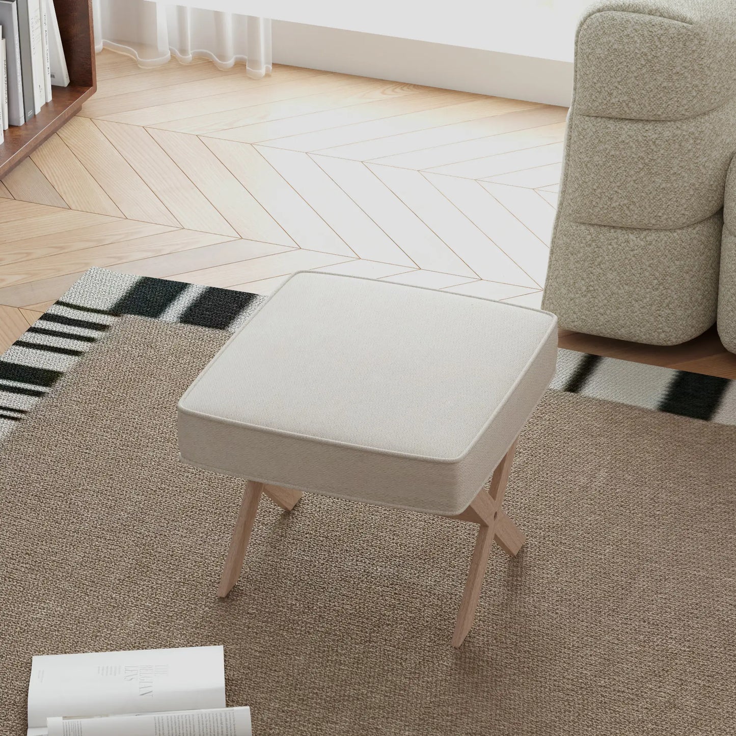 FlexiComfort Linen Hocker - Beige