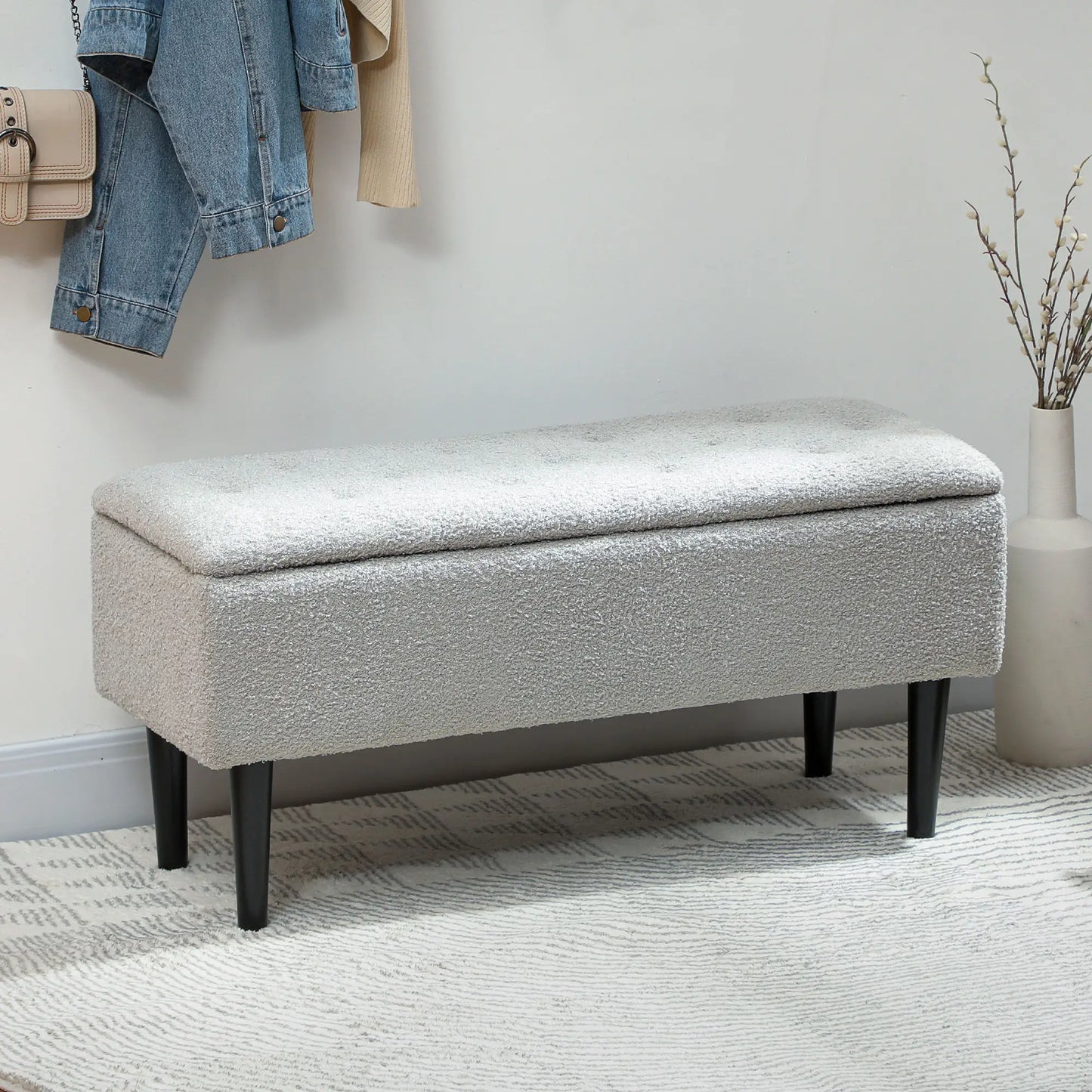 CashmereEase Storage Bench - Grau