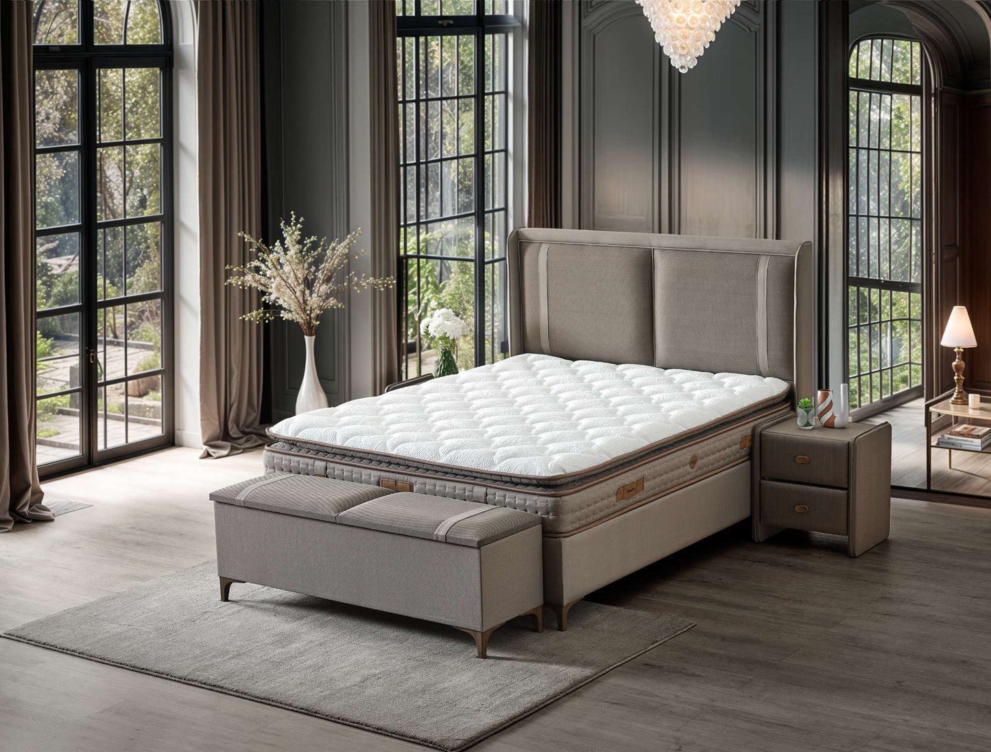 Boxspringbett Batum - Eleganz trifft Komfort - Taupe-Braun