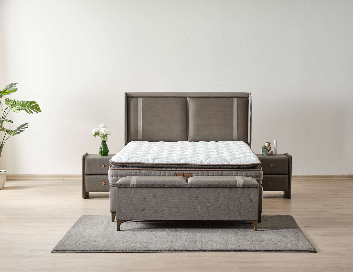 Boxspringbett Batum - Eleganz trifft Komfort - Taupe-Braun