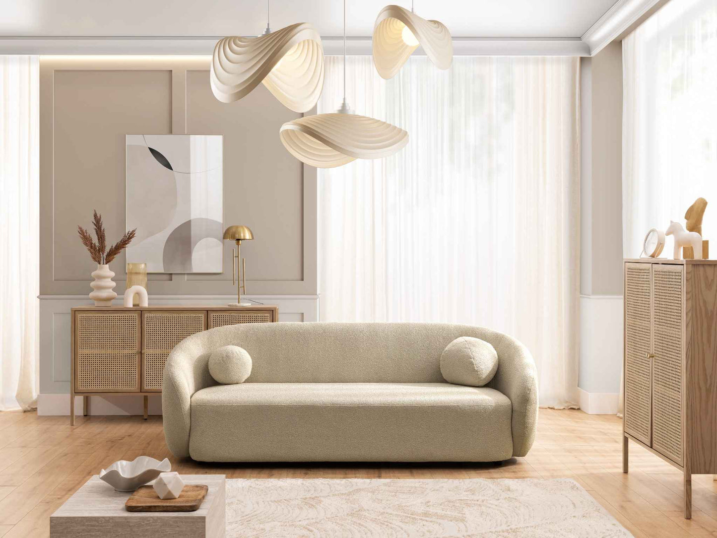 Bloom 3er Sofa - Modernes Bouclé-Sofa - Braun