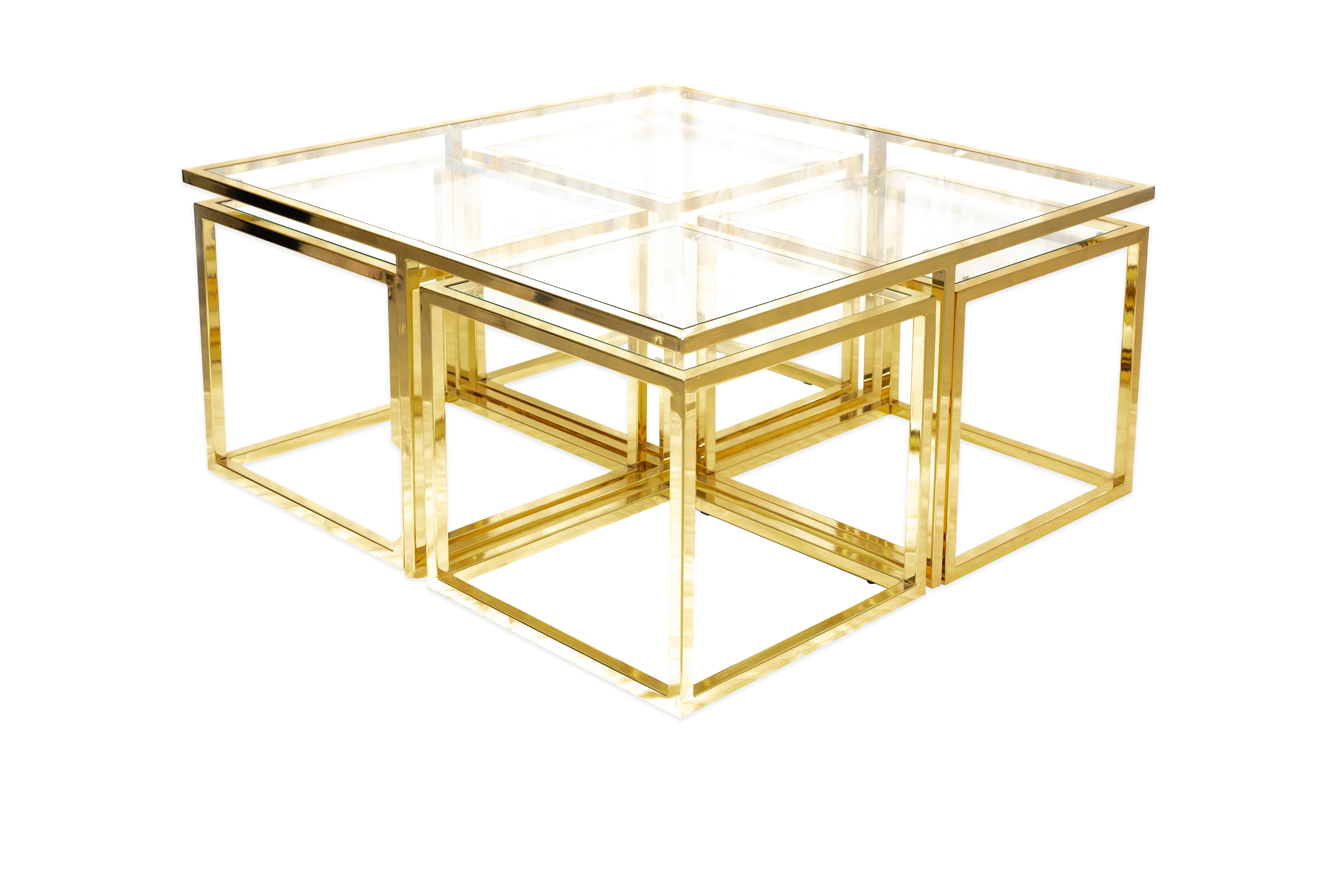dama wohnzimmertisch gold mit glas 90cm x 90cm