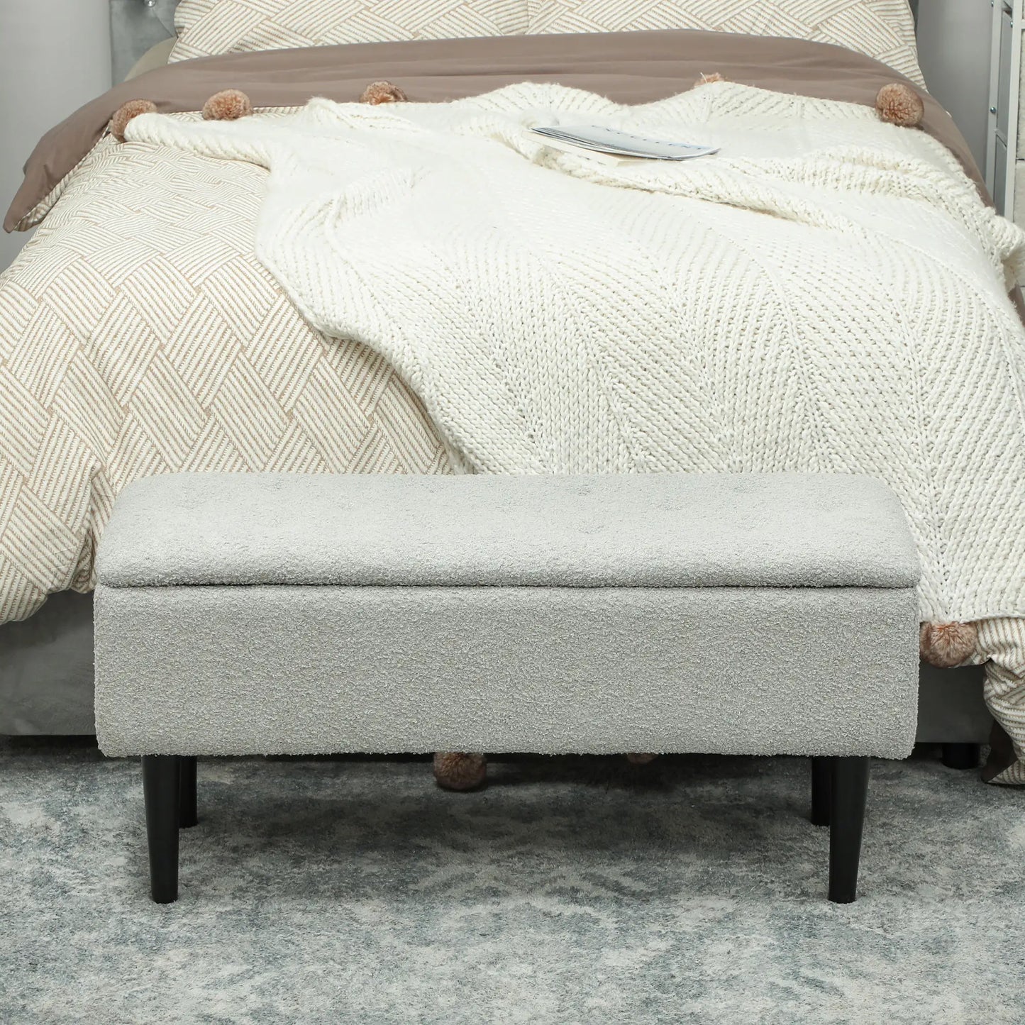 CashmereEase Storage Bench - Grau