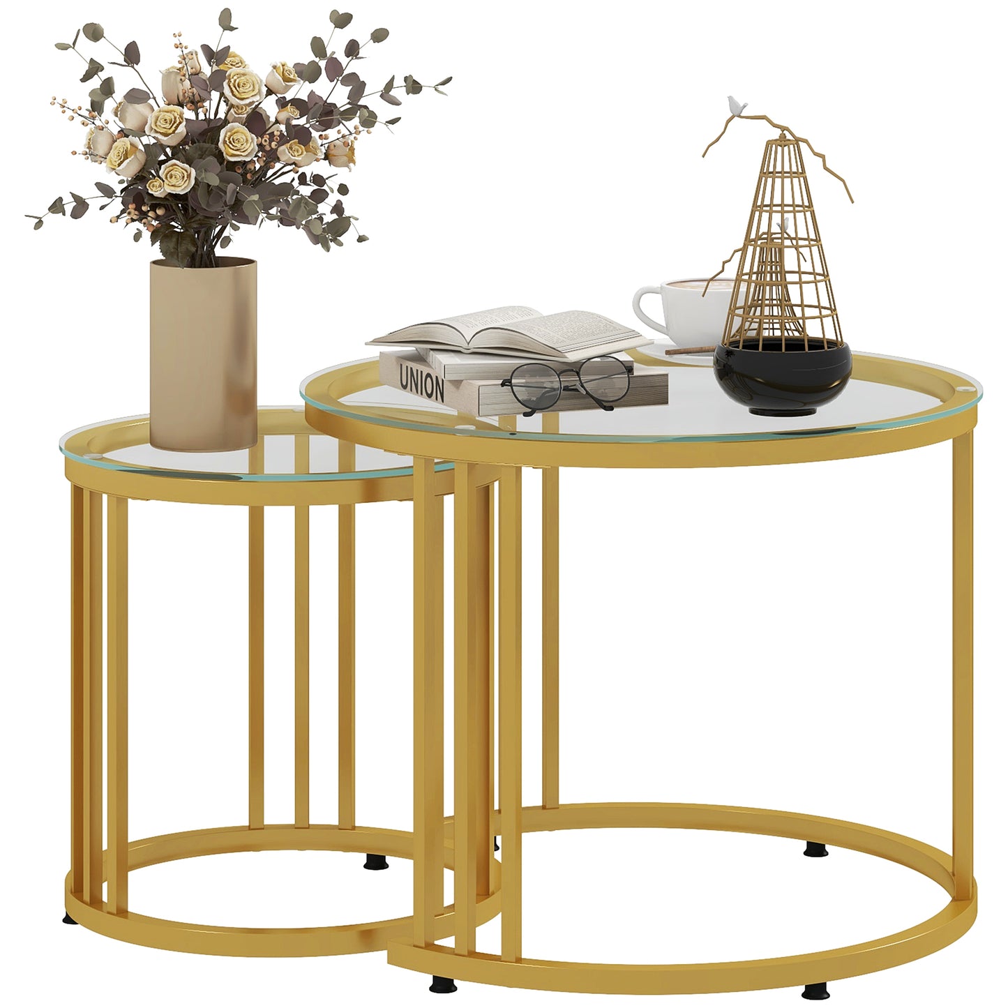 Aurelia – 2er Gold-Couchtisch Set