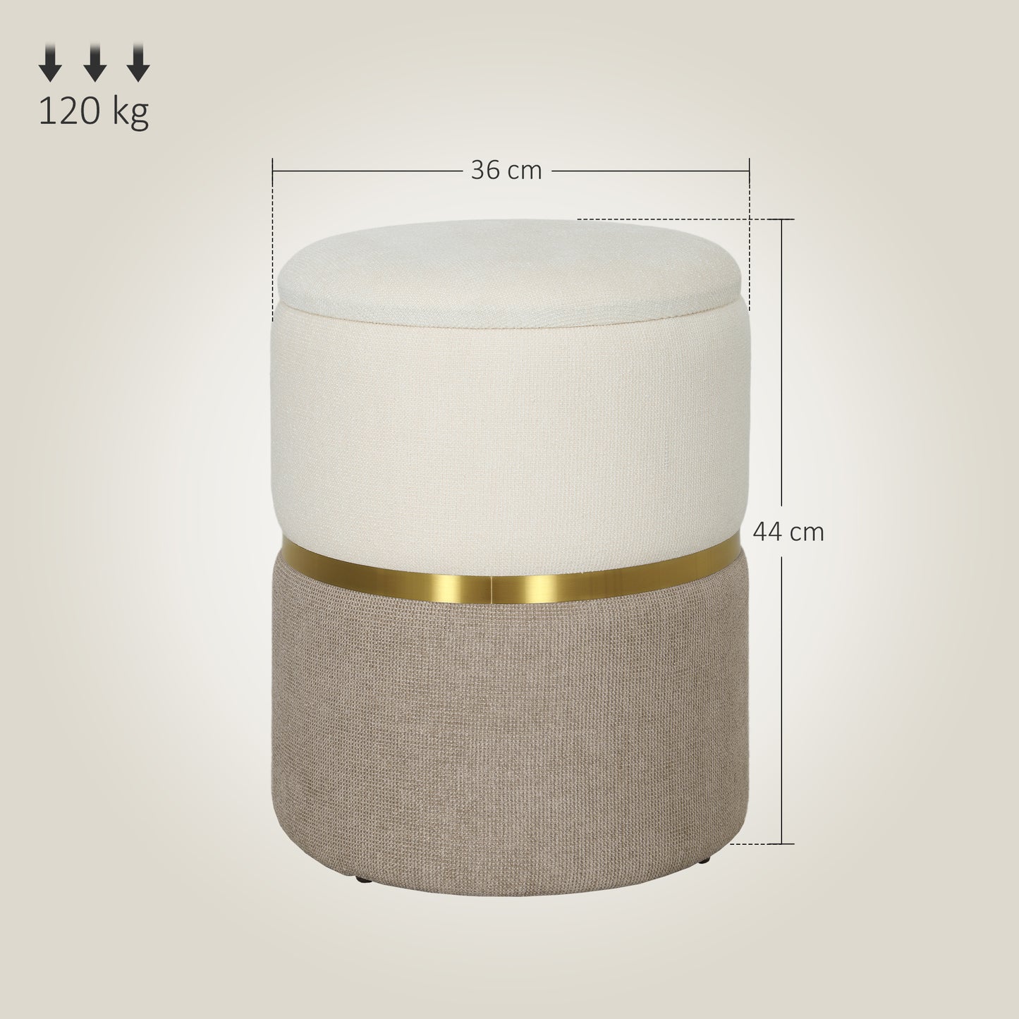 ChenilleRing Accent Ottoman - Cremeweiß