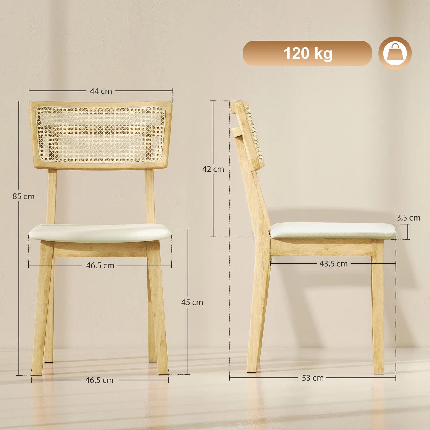 RattaLoom – Moderner Esszimmerstuhl mit Rattan-Rückenlehne - Naturholz