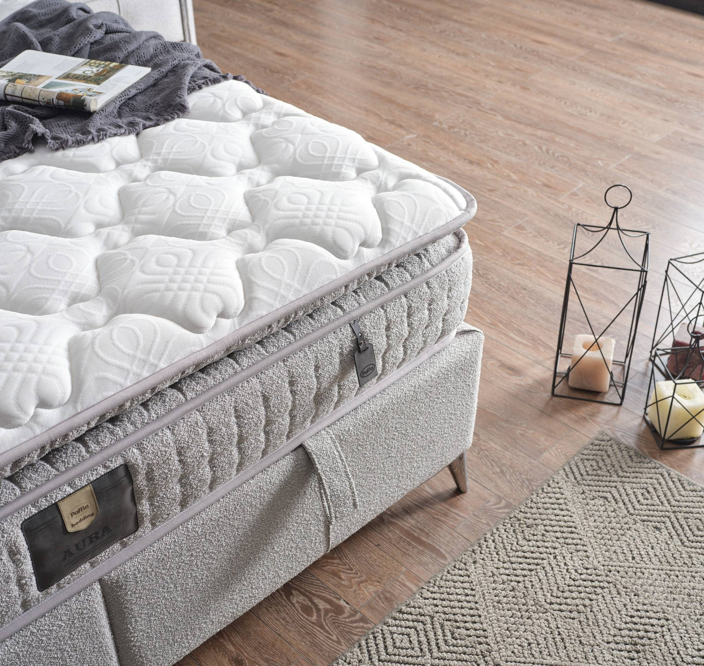 Boxspringbett Aura - Premium Komfort für erholsame Nächte - Hellgrau