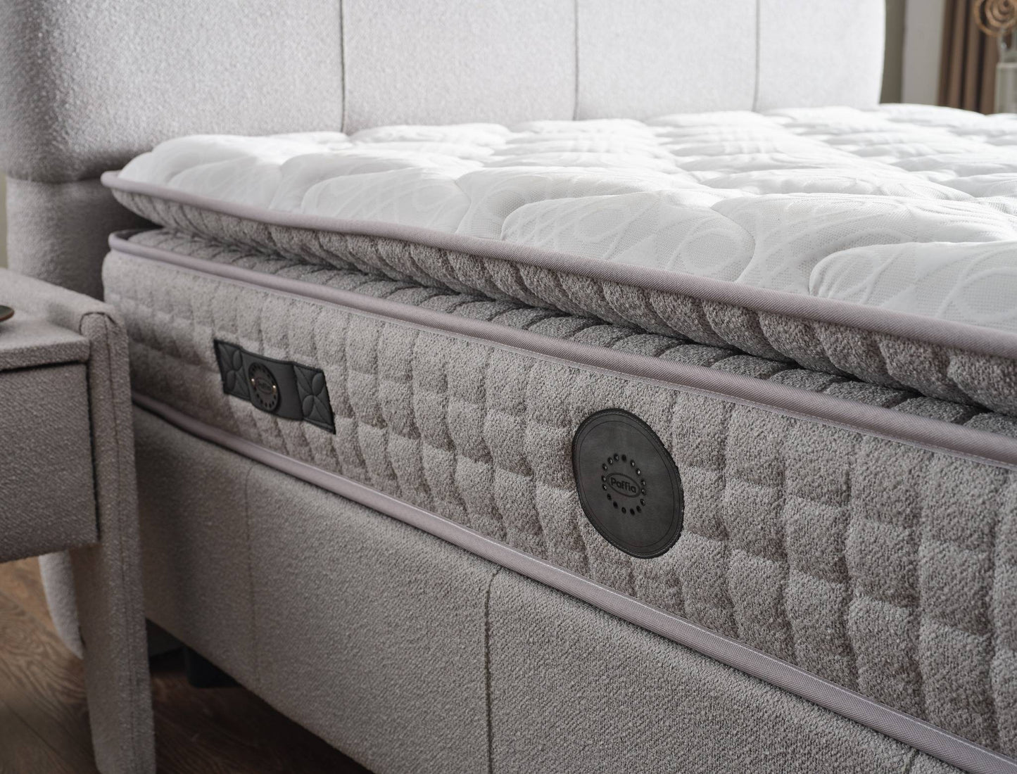 Boxspringbett Aura - Premium Komfort für erholsame Nächte - Hellgrau