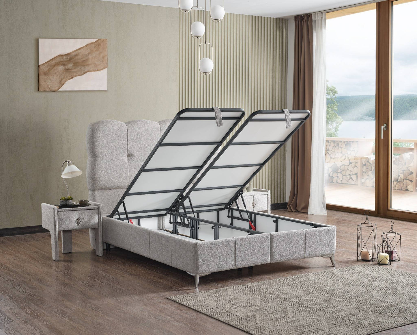 Boxspringbett Aura - Premium Komfort für erholsame Nächte - Hellgrau