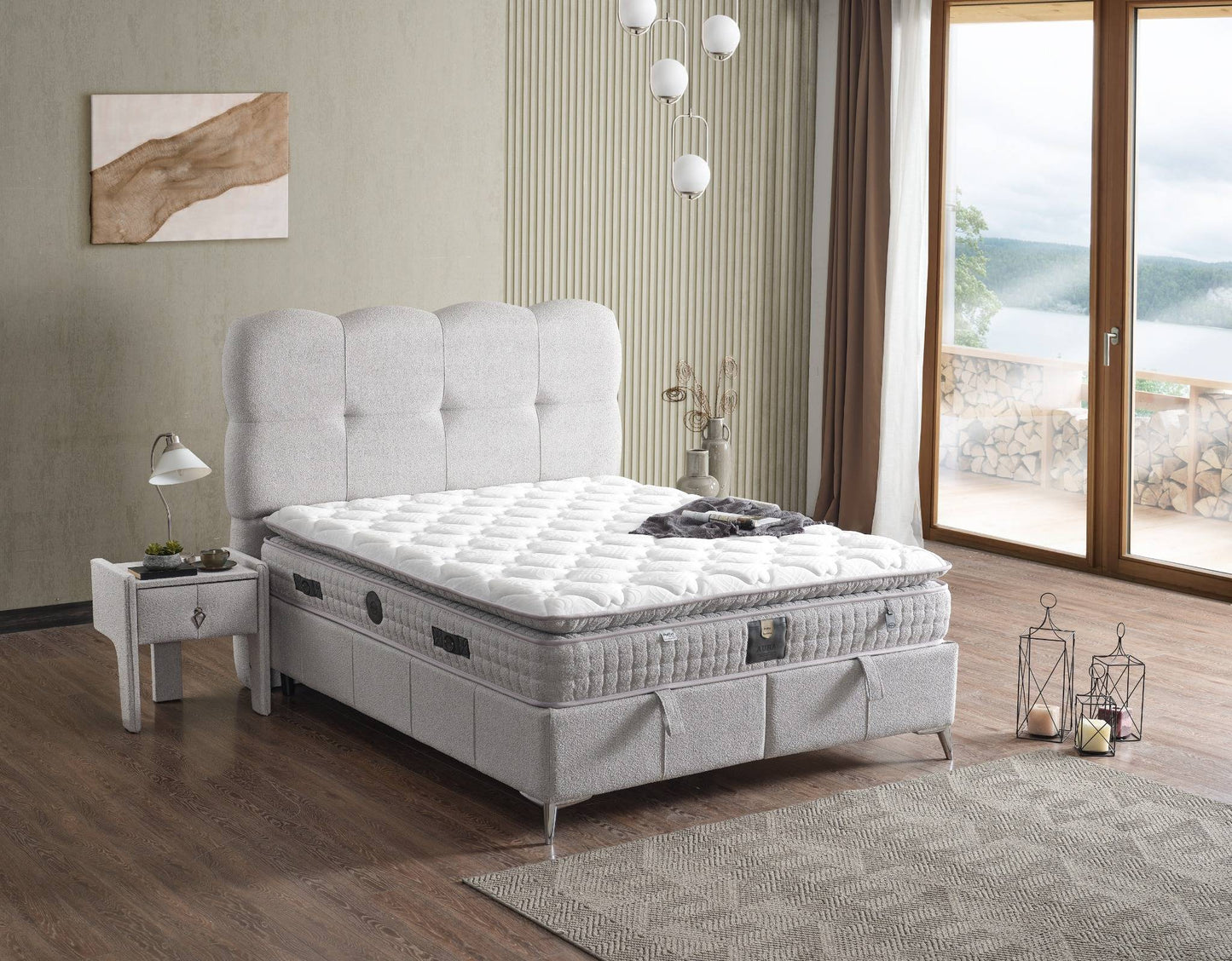 Boxspringbett Aura - Premium Komfort für erholsame Nächte - Hellgrau