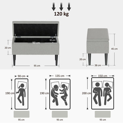 CashmereEase Storage Bench - Grau